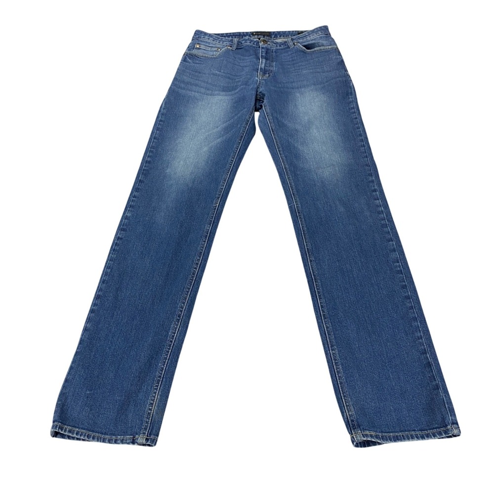 American Tall Mens Straight Leg Jeans Medium Wash Blue Stretch 31x35‎